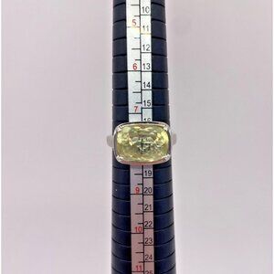 925 Silver Ring Size 7.5 Lemon Quartz, Light Yellow Cocktail Ring